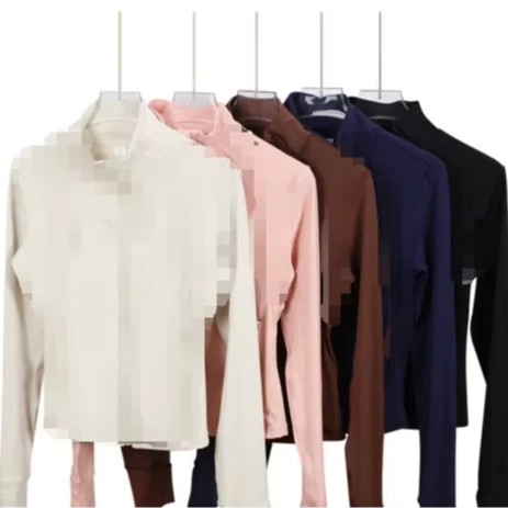 Custom Logo Fitness LL Yoga Sets Wear Sport Jacket Long Sleeve Gym Yoga Shirt Top Sportswear LL Jacket Gold Zipper