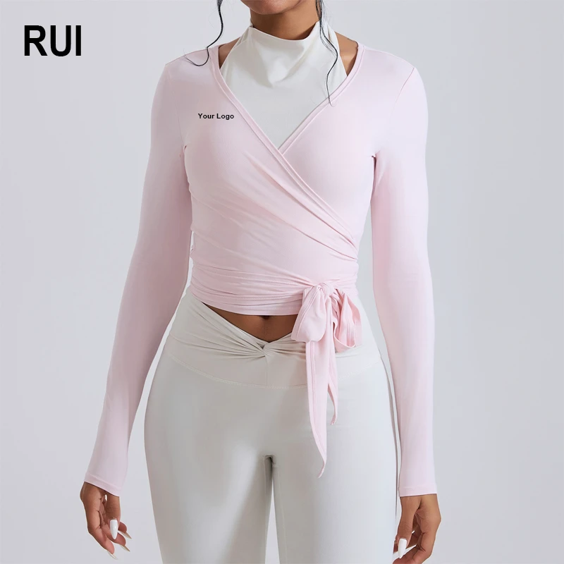 RUIQUWIN OEM Wholesale Tight Seamless Long Sleeve Yoga Quick Dry Breathable Front Logo Top Sustainable Fitness Wear Women