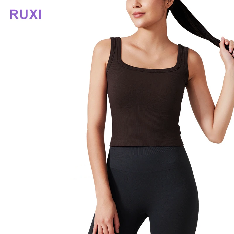 Sports Tank Top Fitness Workout Sleeveless Seamless Activewear Gym Clothing Women Running Vest Women High Stretch Yoga Top