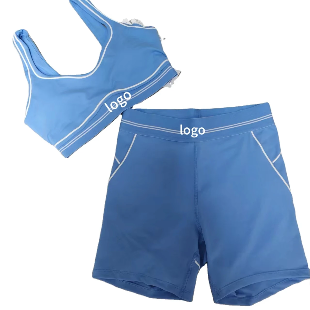 European and American Best-Selling Summer Yoga Shorts Set Breathable Solid Pattern