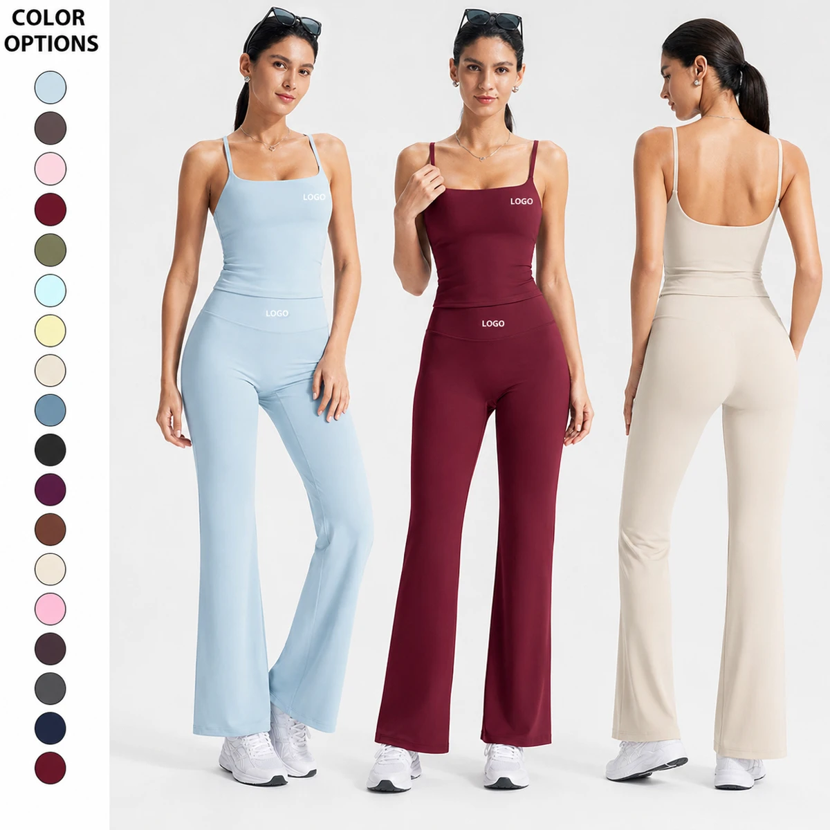 Custom Women's Lightweight Breathable Simple Activewear Tank Top with Removable Pads and Spaghetti Strap for Yoga Workout