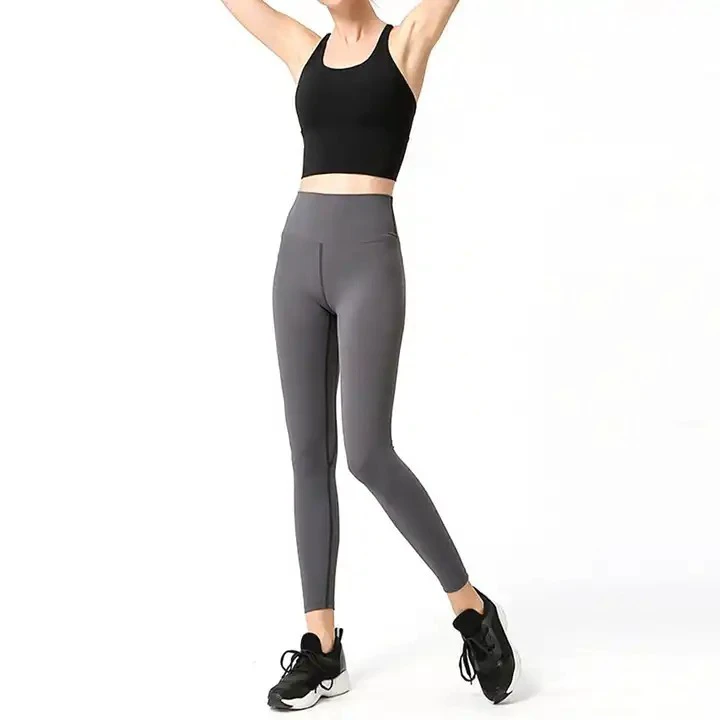 Women's Plus Size Workout Legging Set Seamless Yoga Sports Suit with Quick Dry Polyester Backless Bra and Solid Legging