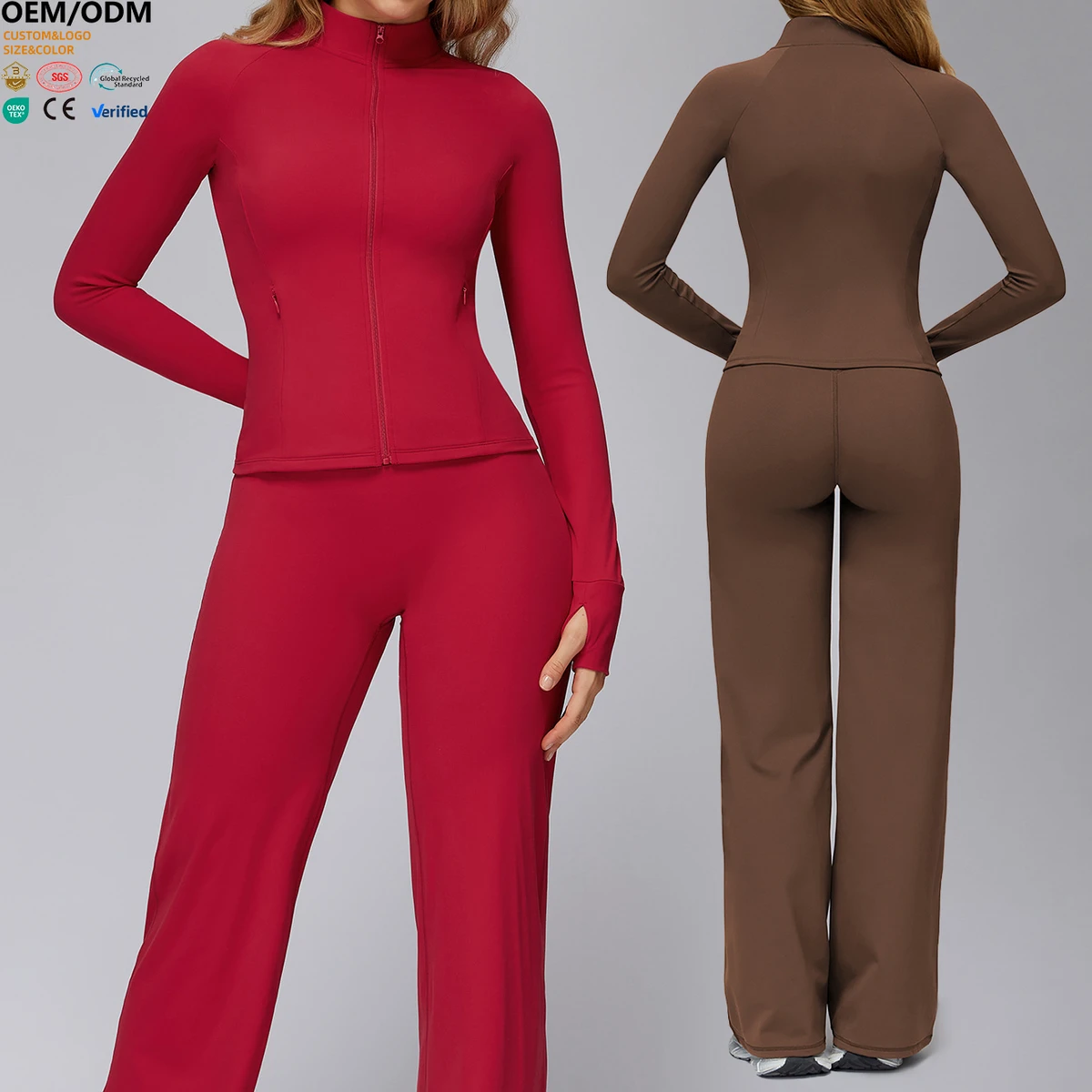 XW-EWT4510-2 Hot Selling Zipper Breathable Gym Clothing Thumbhole Stand Collar Long Sleeve Fitness Jogging Women Yoga Jacket