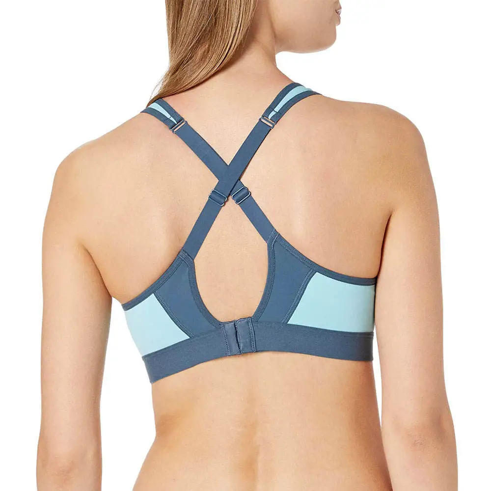 Women's Crossback Sports Bra Blue Light Blue Mesh Back Design Medium Support Quick Dry Breathable for Running Gym Fitness