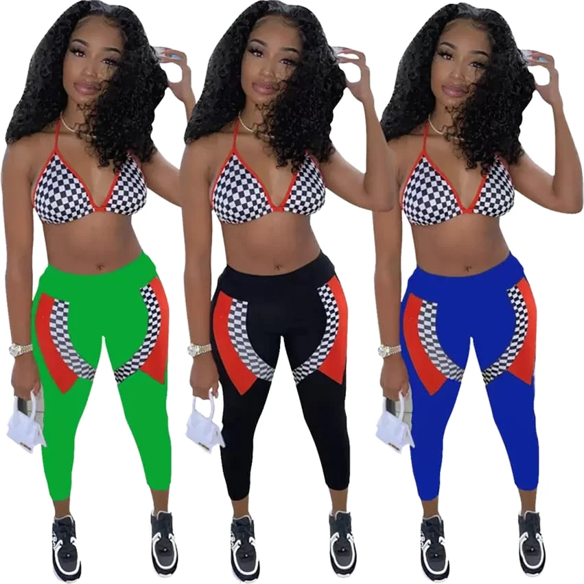 Beautiful Adult Women Girls' High Support Seamless Sports Bra Leggings Set Sleeveless Solid Pattern Sublimated Apparel Plus Size