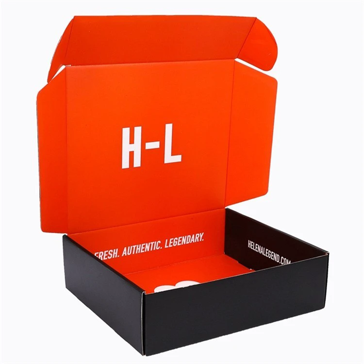 Custom Logo Luxury Eco-Friendly Recyclable Fanfold Corrugated Sports Bras Packaging Mailer Express Boxes Black Red Embossing