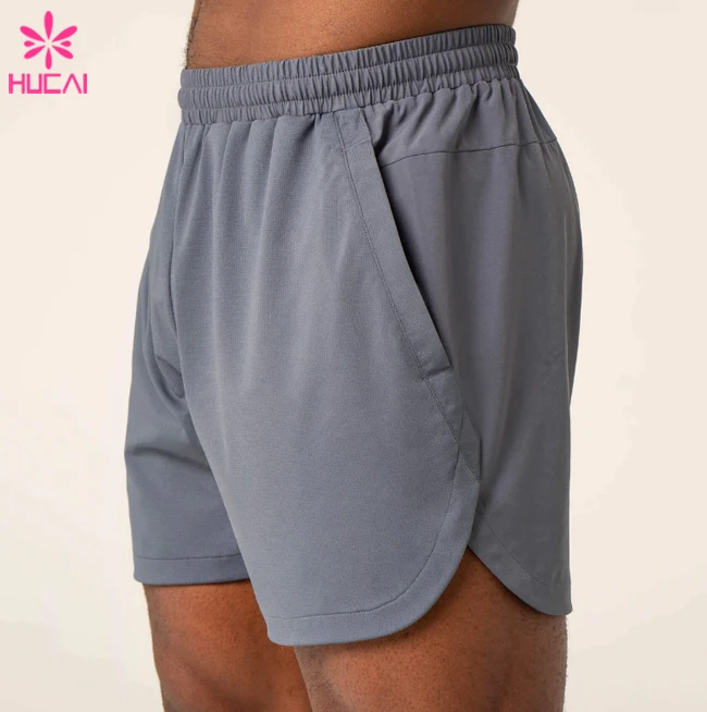 HUCAI Custom Plus Size Men's Shorts Stretch Polyester Gym Fitness Workout High Quality Sport Training Shorts Hucai