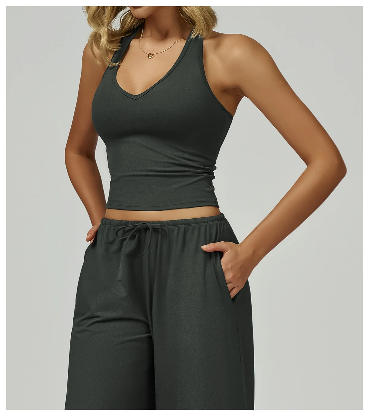Lightweight Tie Back Workout Tank Top for Women V Neck Yoga Sleeveless Shirts Halter Camisole