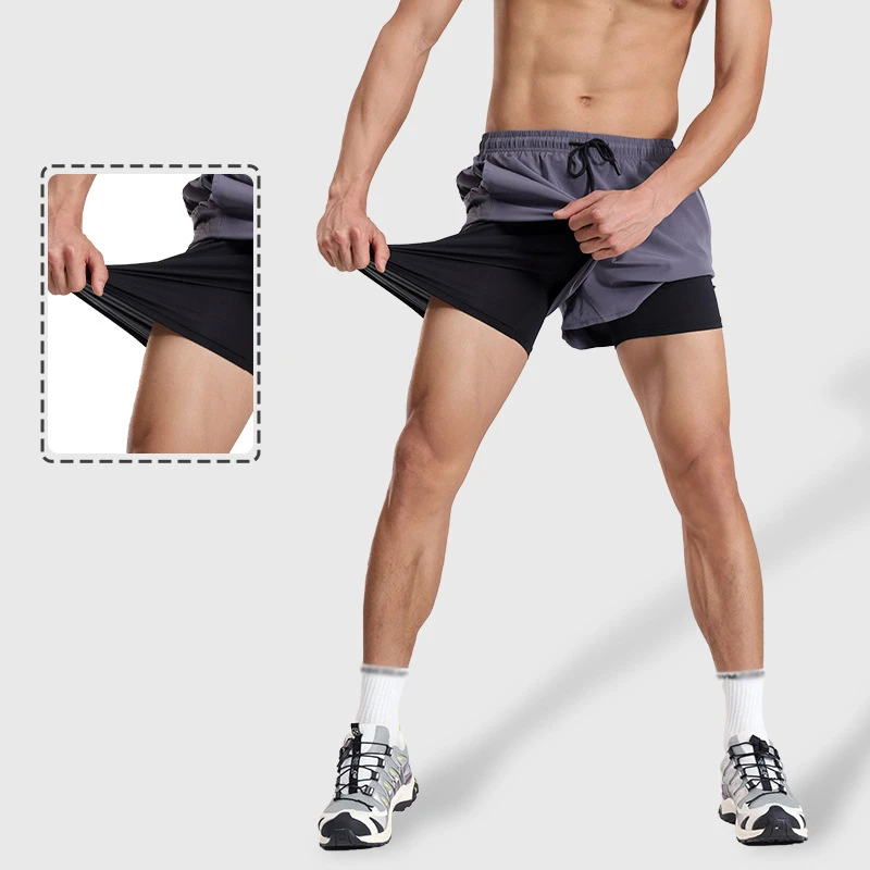 Custom Men's Gym Workout Shorts Summer Plus Size Solid Spandex/Nylon Windproof Mid Elastic Waist Casual Cargo Plain Dyed