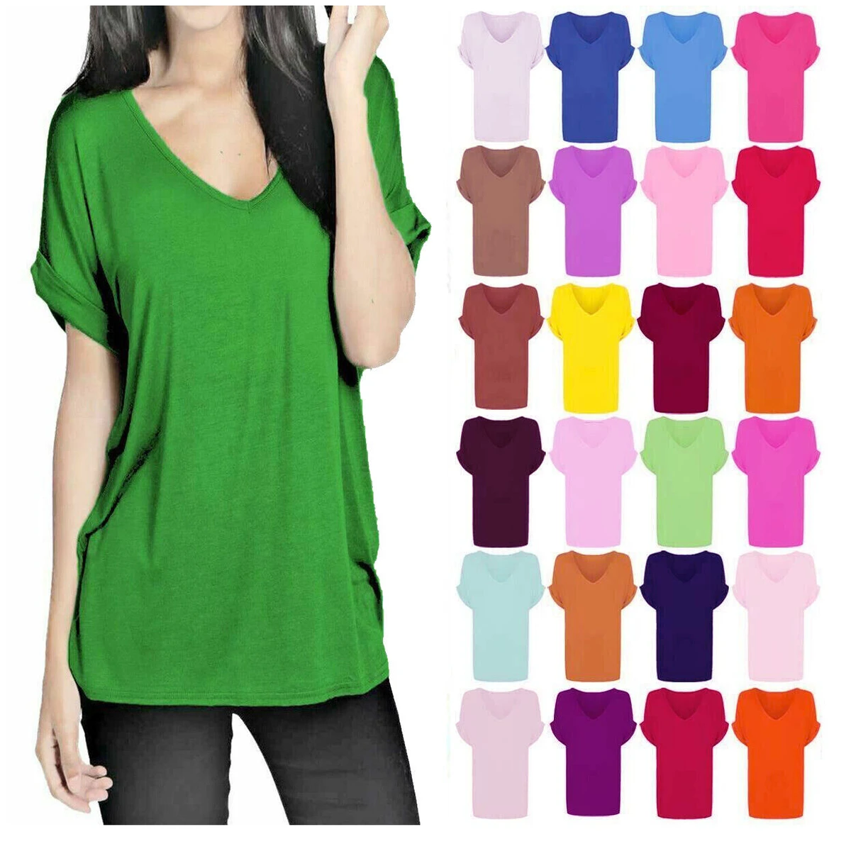 Custom Logo 95% Viscose 5% Elastane Women's T-shirts, Women's V-neck T-shirts