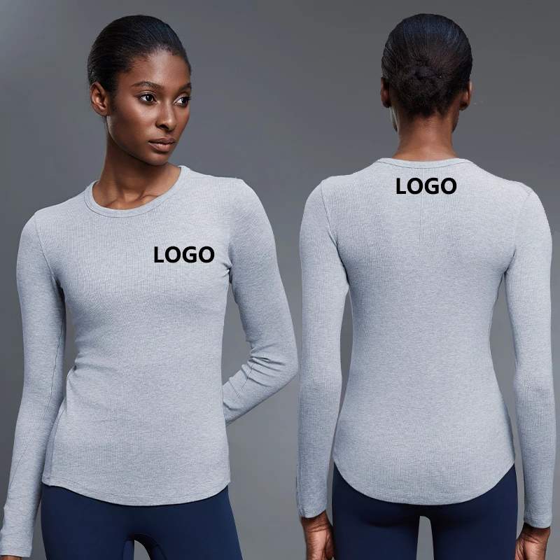 YBO-D25145 Modal Yoga Clothes Long Sleeve Women's Running Fitness Tops Round Neck Casual Sports Bottoming Shirt
