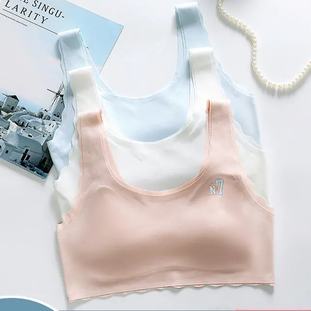 Girls Summer Strapless Development Bra Underwear Top Printed Fabric Nylon/Spandex Material Stretch Quick Dry Lovely Cartoon