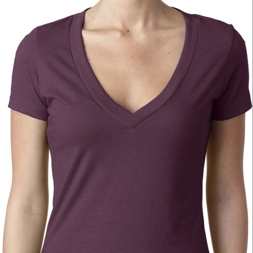 Women's Deep V Neck T-Shirt Regular Fit 100% Cotton Summer Breathable Quick Dry Eco-Friendly Custom Logo 3D Hole Wear