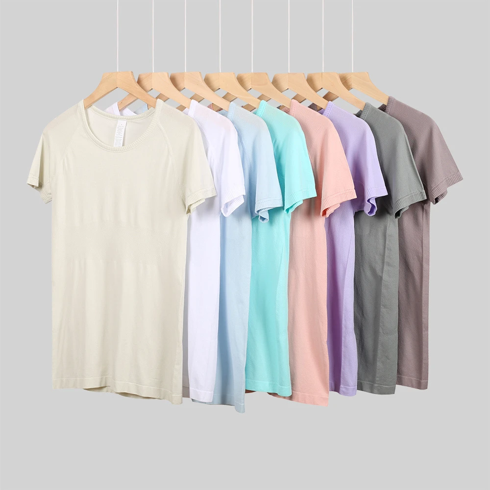 Quick Dry Yoga T-Shirt Women Slimming Short Sleeve High Elastic Gym Fitness Running Top Nylon Spandex Athletic Wear
