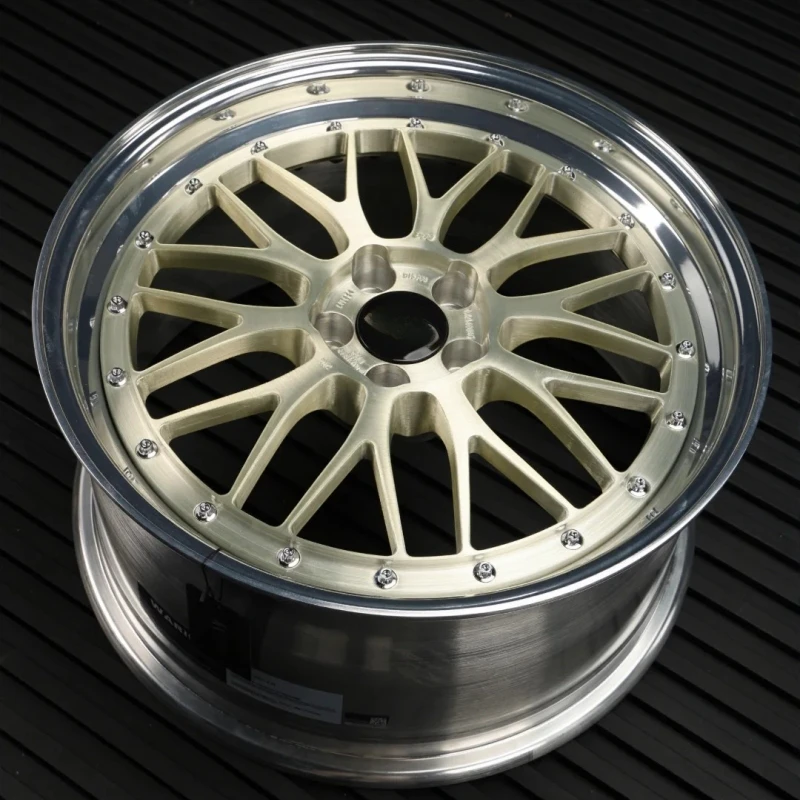 SHIN Forged Custom 2 Piece LM Design Brushed Gold Polished Lips Deep Dish 5x112 5x120 for MW M2 M3 M4 F80 F82 F87 G20 M340i