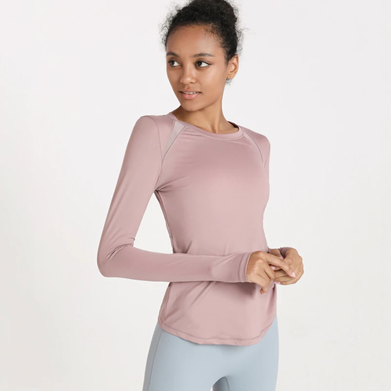 Top Selling Lightweight Long Sleeve Yoga Apparel Mesh Hollow Sweat-Wicking Breathable Sports Gym Fitness Clothing for Autumn