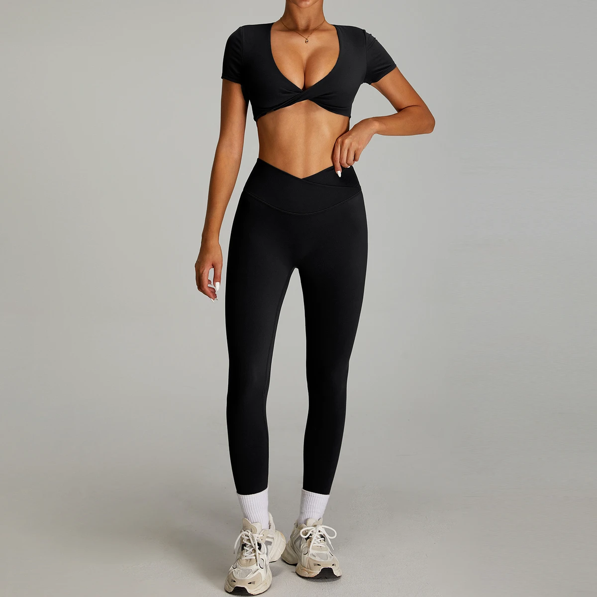 Gym Clothing Cross-shaped High Waisted Female Nude Tight Quick Drying Fitness Outdoor High Intensity Yoga Set of High Quality