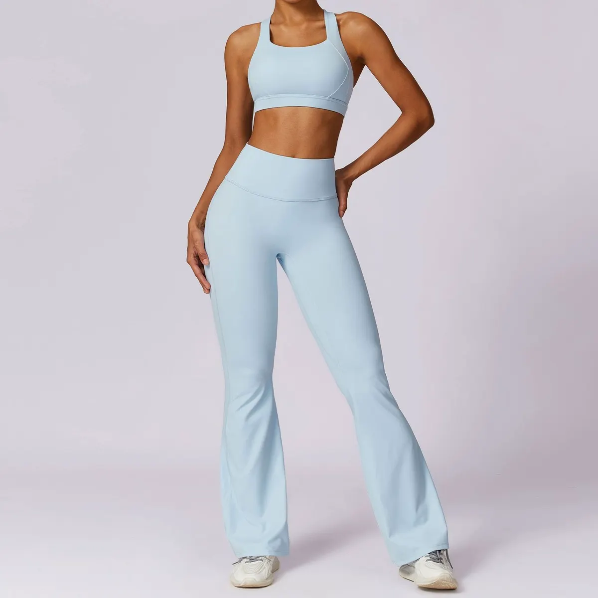 Spring Nude Sensation Quick-Dry Tight Yoga Set Women Slimming Beautiful Back Padded Bra High Waist Shorts 2-Piece