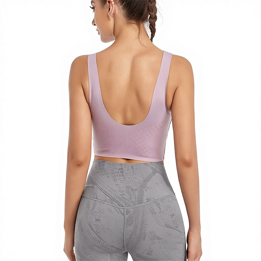 Plus-Size High Support Sports Bras for Women Yoga Running Fitness Spandex/Nylon Material U-NECK Beautiful Back Design Solid