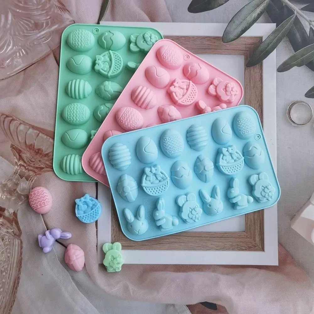 Hot Selling Easter Silicone Gummies Chocolate Mold Cute Egg-Shaped for Rabbit Shaped Cake Mold Wax Melting Tray Cake Tools
