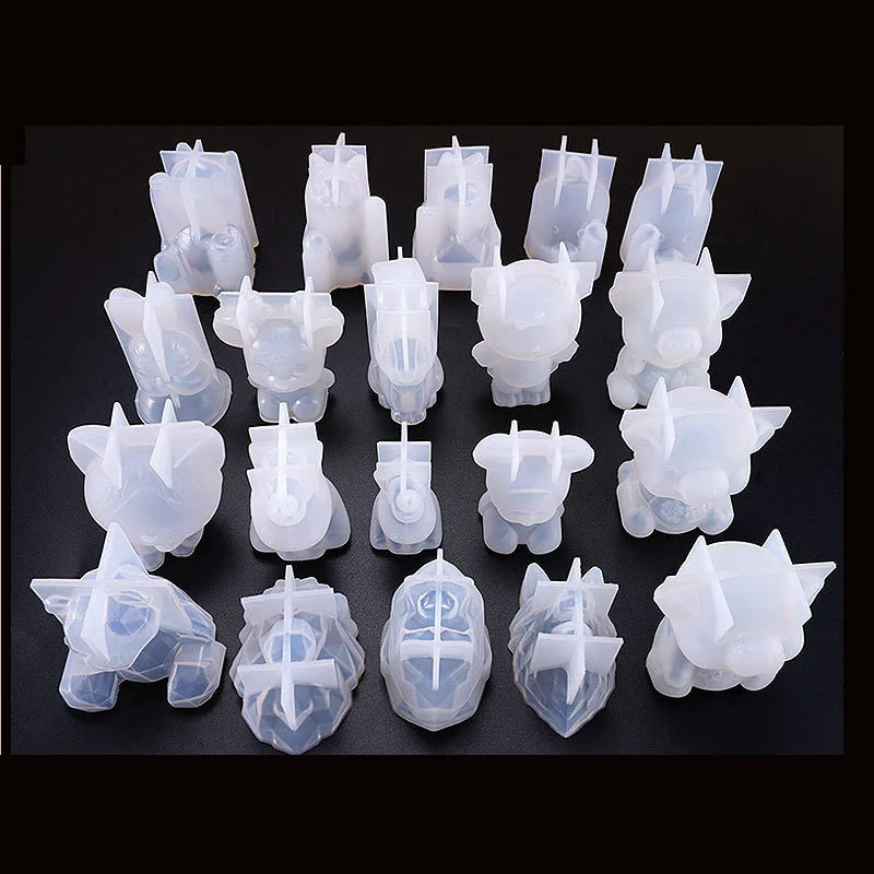 Homesun 3D Animal Resin Molds Resin Casting Molds Large Clear Unicorn Bear Cat Lion Epoxy Silicone Molds for Resin Craft DIY