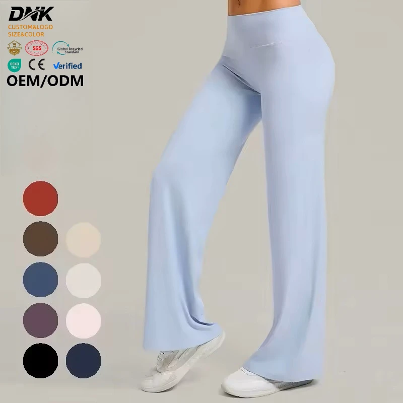 DCK-1139 Women's Pilates Straight Fitness Pants Tight Quick Drying Wide Leg Sports Pants Butt Lifting Yoga Flare Leggings