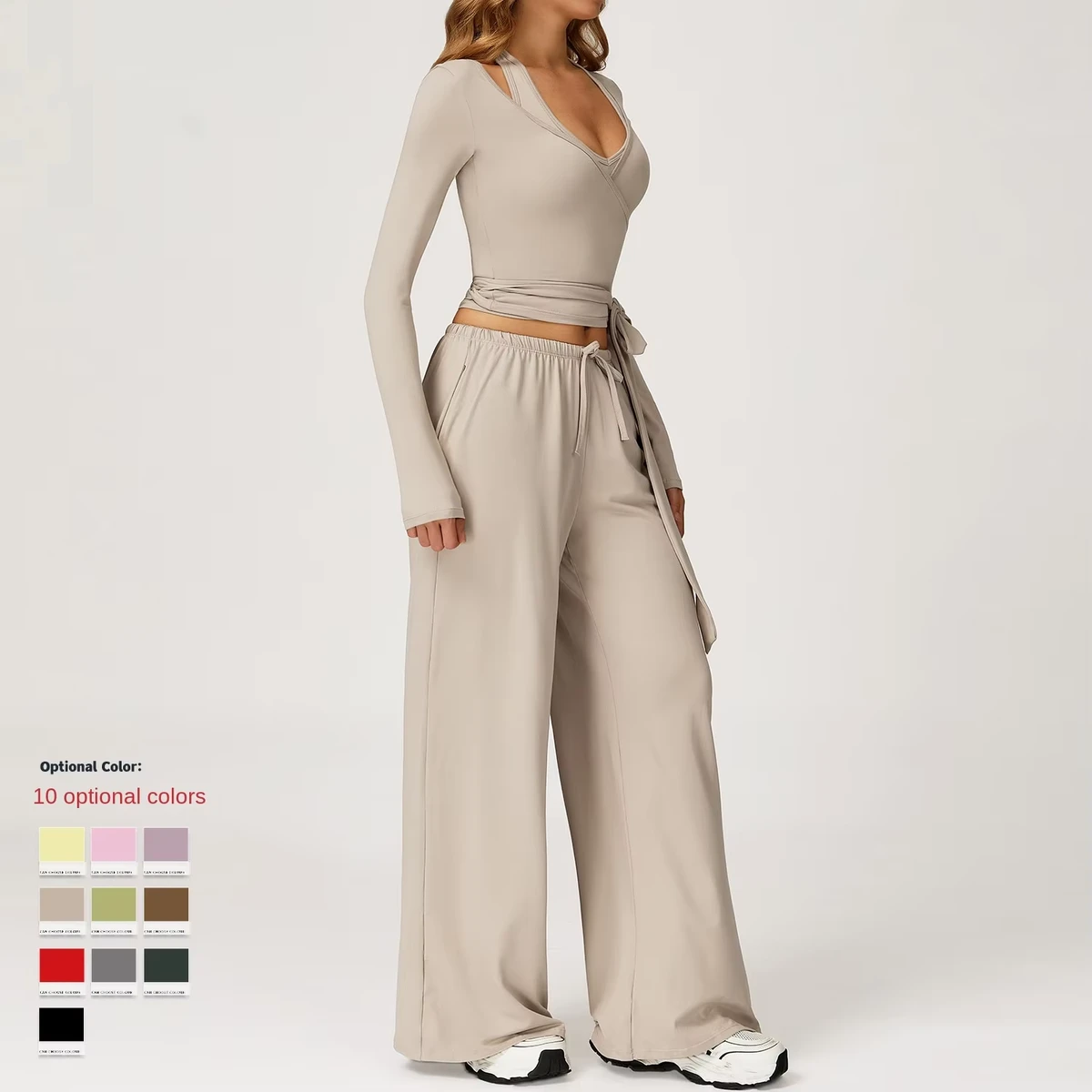 Cross-border Sanding 3-piece Set Yoga Sports Suit Quick-drying Beauty Back Sling Casual Solid Spring Lightweight Leisure Running