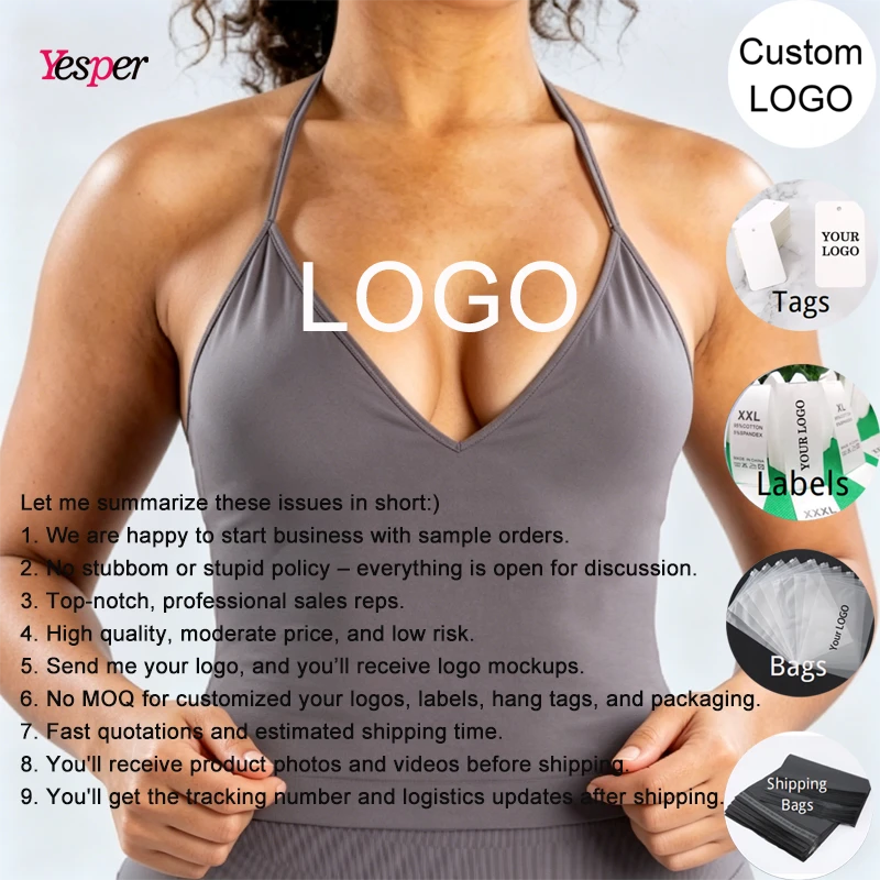 Yesper Women's High Elastic Four-Way Stretch Square Neck Halter Skinny Fit Plus Size Yoga Top-Sweat-Wicking Quick Dry Breathable
