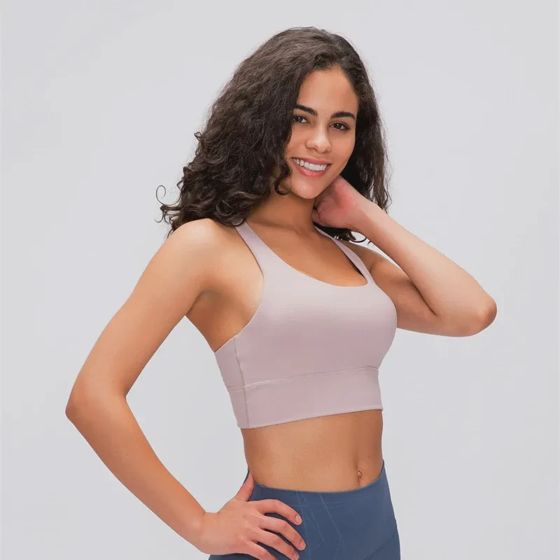 High Quality Womens Lightweight Breathable High Support Four-Way Stretch Soft Seamless Sportswear Gym Yoga Crossed Back Tops Bra