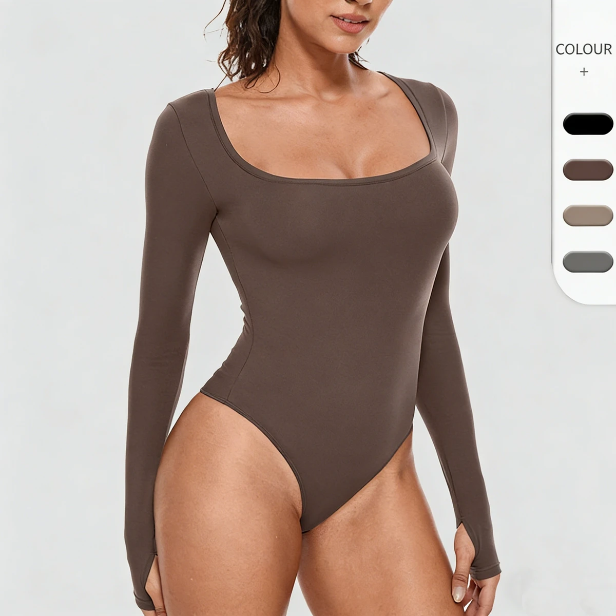 Custom Plain Autumn Long Sleeve Eco-Friendly Four-Way Stretch Spandex/Nylon Jumpsuit Women Sport Yoga Outdoor Versatile Square