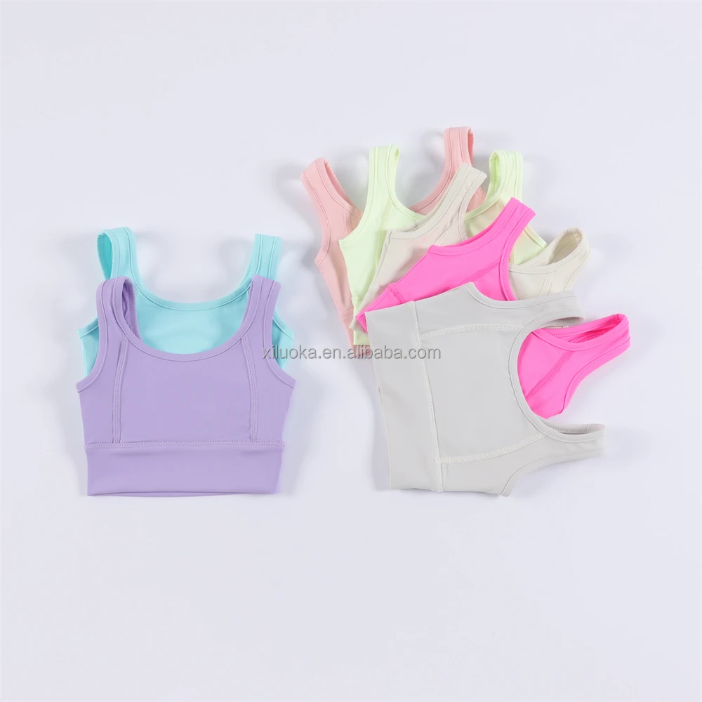 New Arrival Nylon Spandex Youth Girls Yoga Tank Summer Kids Athletic Gym Workout Wear OEM Children Sportswear