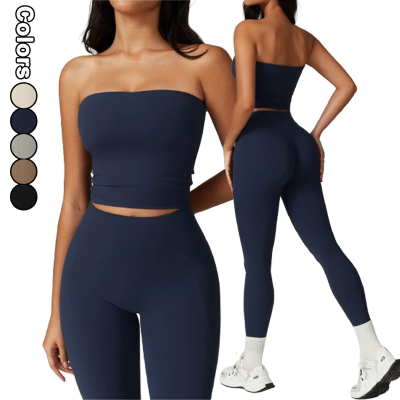 Active Wear 2 Piece Yoga Set Fitness Gym Clothings Sexy Sleeveless Sports Bra High Waist Leggings Yoga Sets for Women