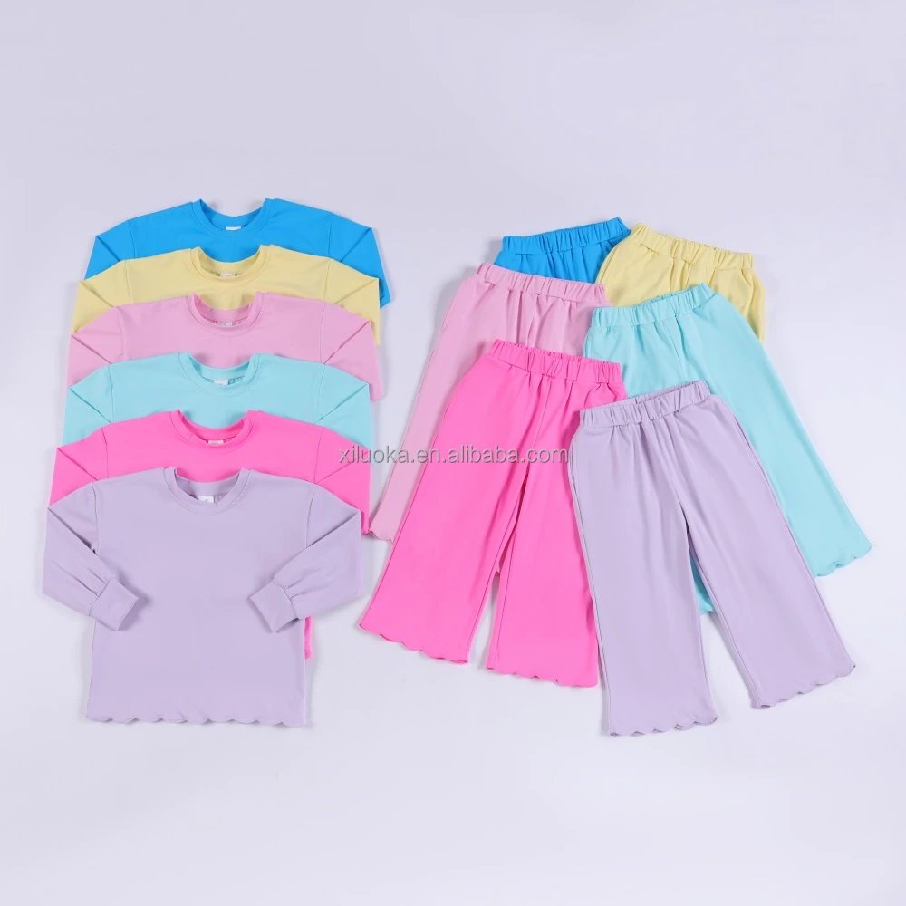 Girls Athletic Loungewear Set | Breathable Long Sleeve Outfit With Wave Design For Seasonal Wear