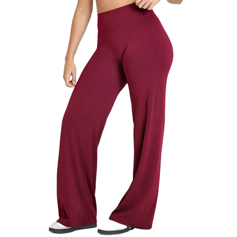 Ultra Soft Fleece Fabric Women's High Waist Yoga Pants Straight Leg Sports Leggings Pilates Running Casual Elastic Waist Plus