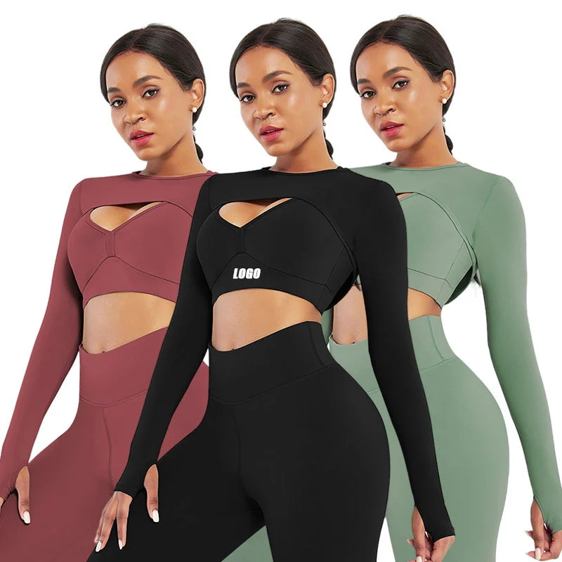 3 Pieces Fitness Set Women Clothing Suit Sport Bra Yoga Legging Long Sleeve Hoodie Yoga Set