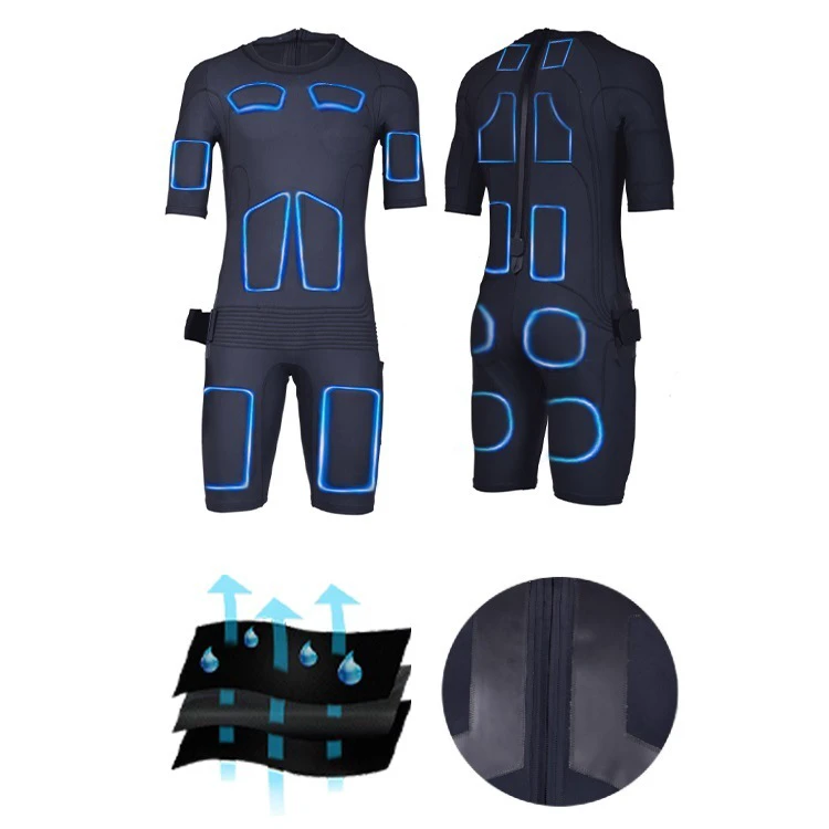 Micro-Current Sportswear 2-Piece Set For Muscle Training Yoga Short Sleeves Elastic Waist Front Breathable Spandex/Polyester