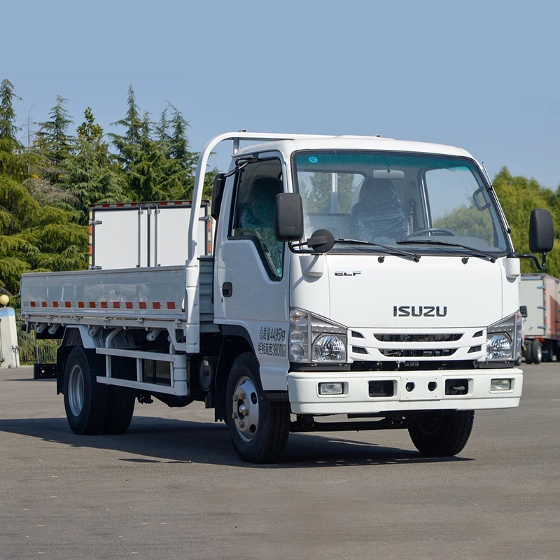 ISUZU NKR ELF 100P 4*2 Diesel Dropside Truck with Sides Rear Camera Air Conditioner Euro 6 Emission Left Steering Flatbed Truck