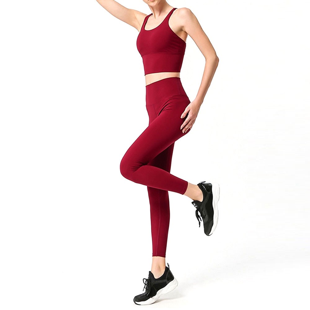 OEM Custom Made Solid Color Women's Yoga Set 2-Piece Short Eco-Friendly Quick Dry Breathable Spandex/Polyester at Wholesale Rate