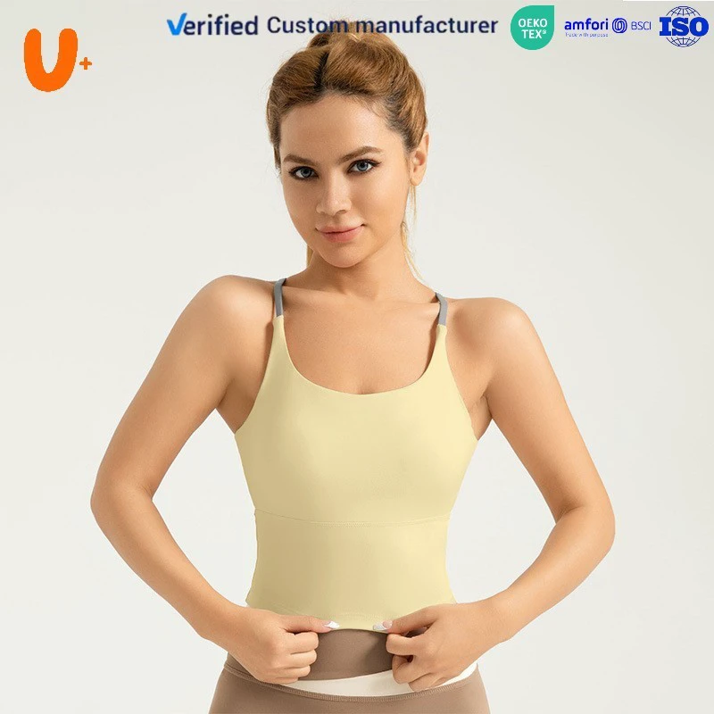 Women's High Support Yoga Bra Cross Back Open Back Design Non-adjusted Straps Four-Way Stretch Quick Dry Lightweight Active Wear