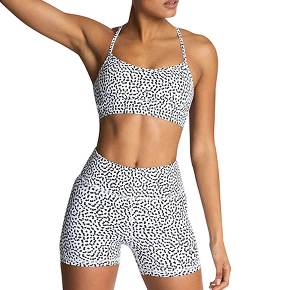 New Arrivals Activewear Apparel Two Piece Gym Fitness Sets Cross Back Bodysuits Workout Clothings Women's Yoga Sets