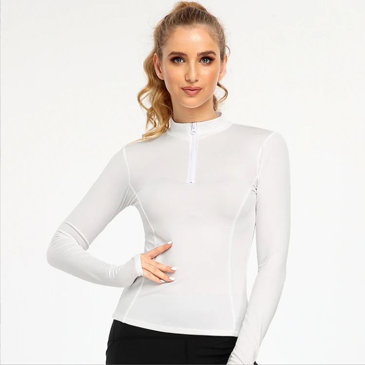 2022 New Cheaper Price Half-Zipper Stand-up Collar Tight Fitness Top Women's Long-Sleeved Slim Sports Jacket Running Yoga Wear