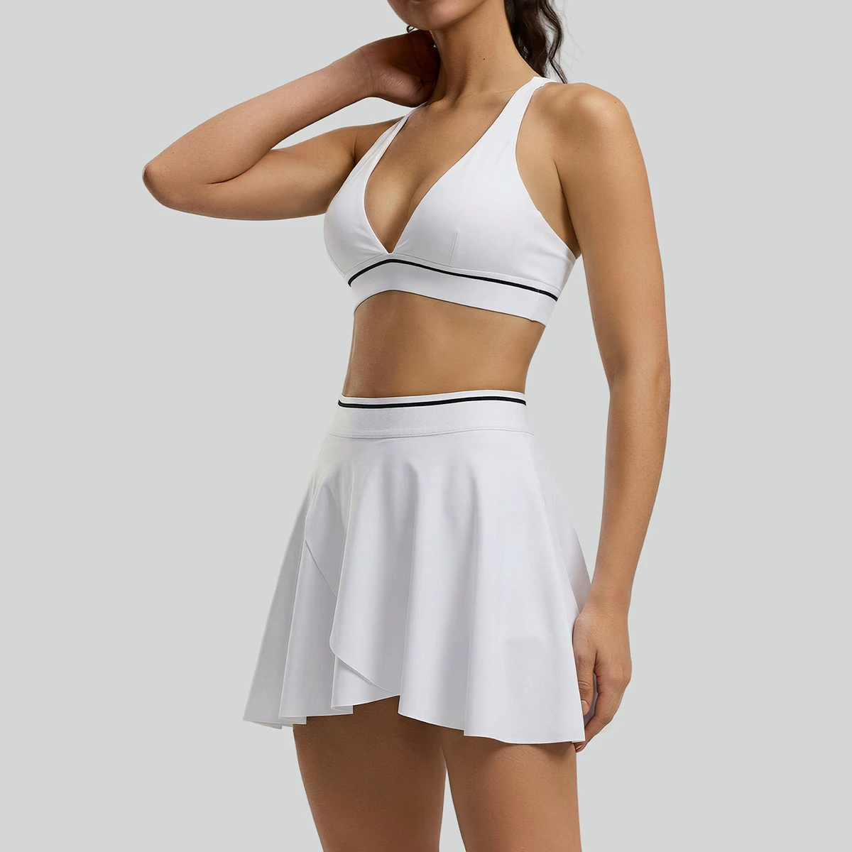 New Sexy Tight Solid Breathable Yoga Sports Bra Quick-Drying Elastic Waist High Waist Shorts Back-Behautiful 2-Piece Set