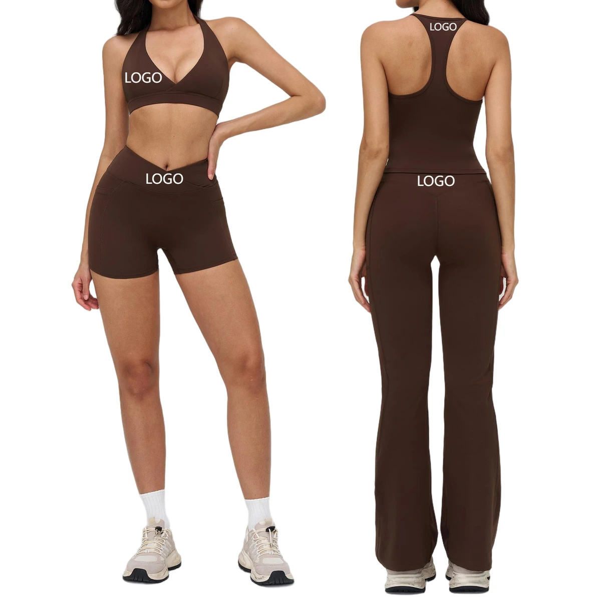 Women New Custom Stretch Yoga Jacket High Waist Leggings High Intensity Sports Bra Workout Quick Dry Wear 6 Piece Fitness Set