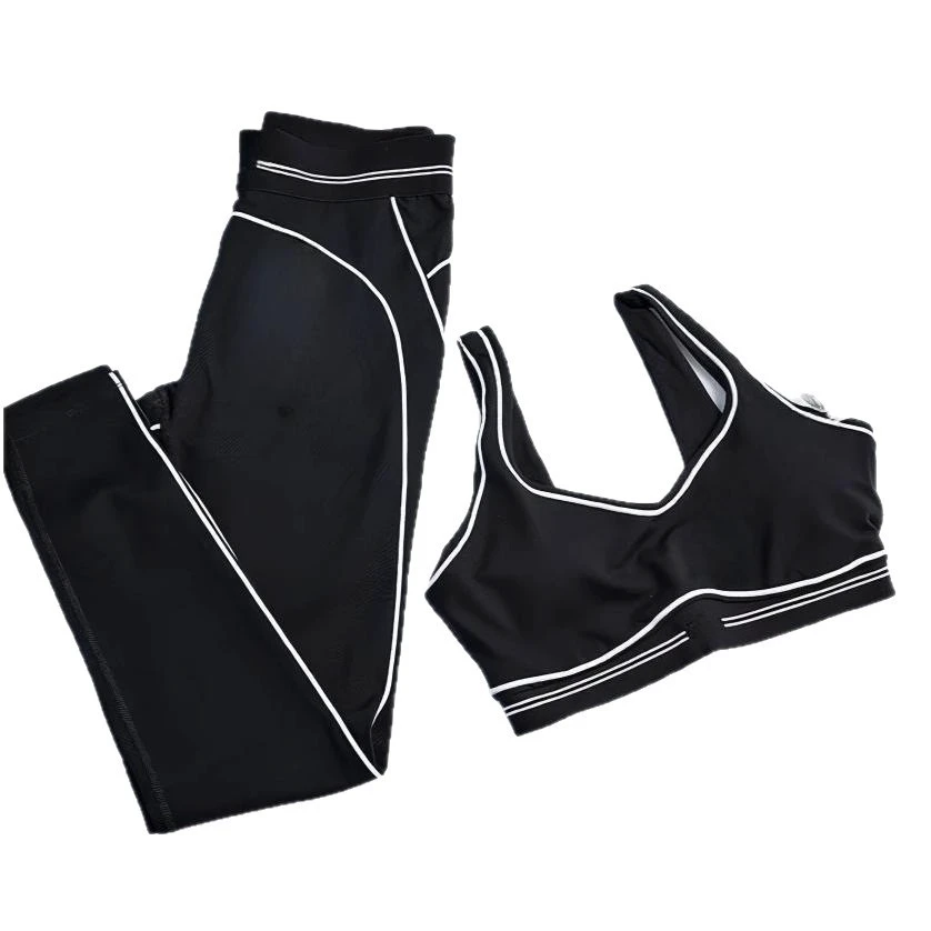 Breathable Summer Letter-Print Yoga Wear Two-Piece Casual Set for Women for Material Pilates & Running Sports Training