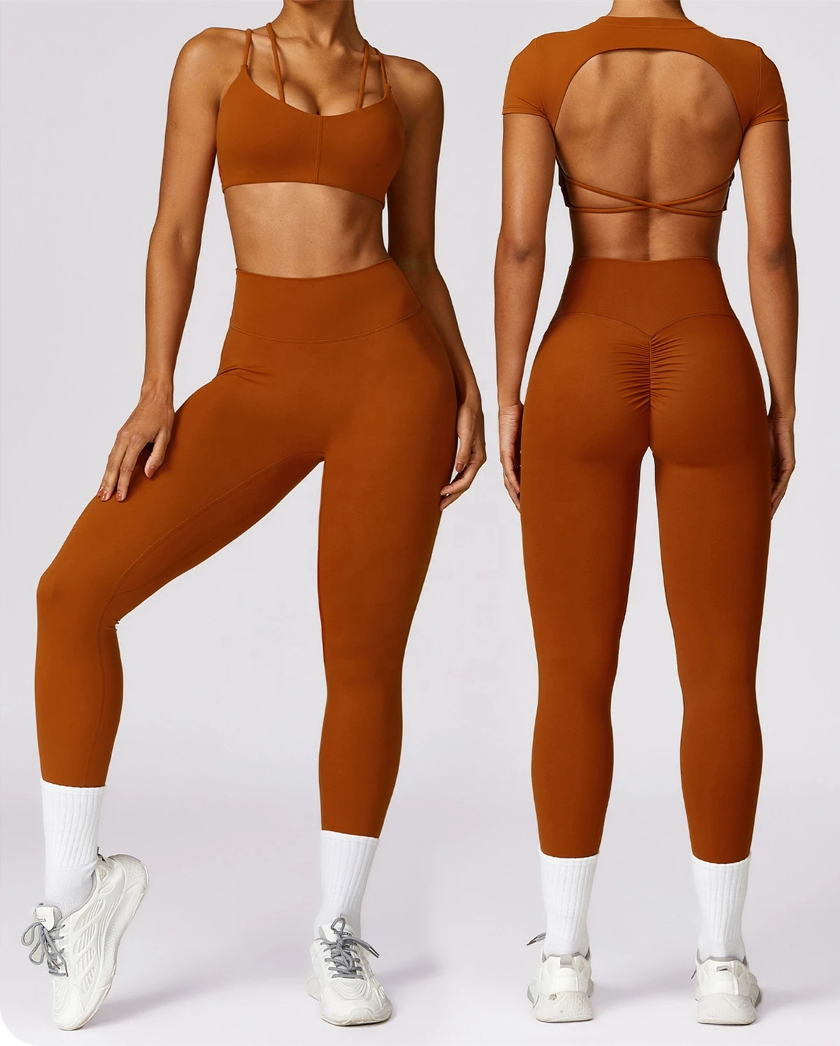 China Wholesale Yoga Wear Sportswear Custom Running Fitness Workout Wear Breathable 4 Pcs Set Yoga Clothes