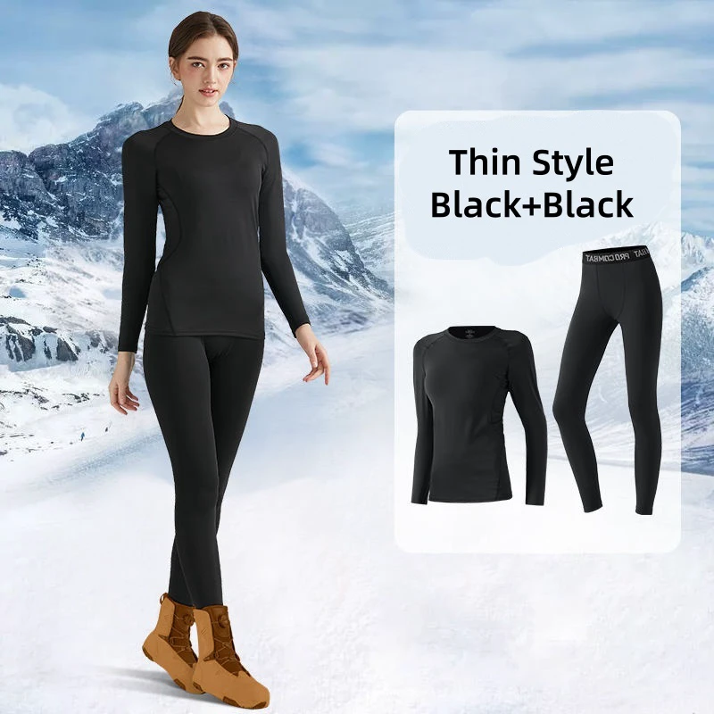 2 Pieces Women's Solid Breathable Polar Fleece Elastic Waist Quick Dry Yoga Fitness Sets Long Sleeve Tops Leggings Side Stripe