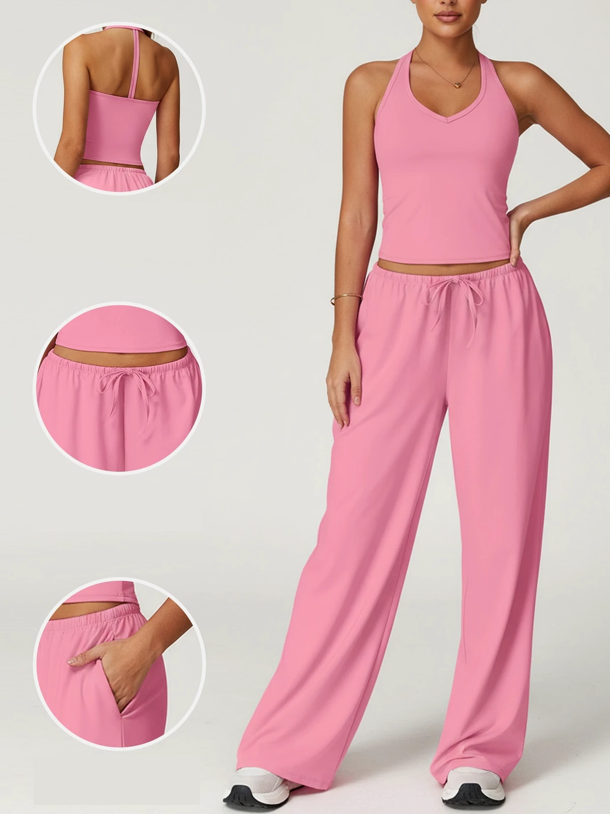 Tank Top Casual Sport Suit Workout Clothes Women Two Piece Outfits 2 Piece Summer Yoga Set Can Be Customized