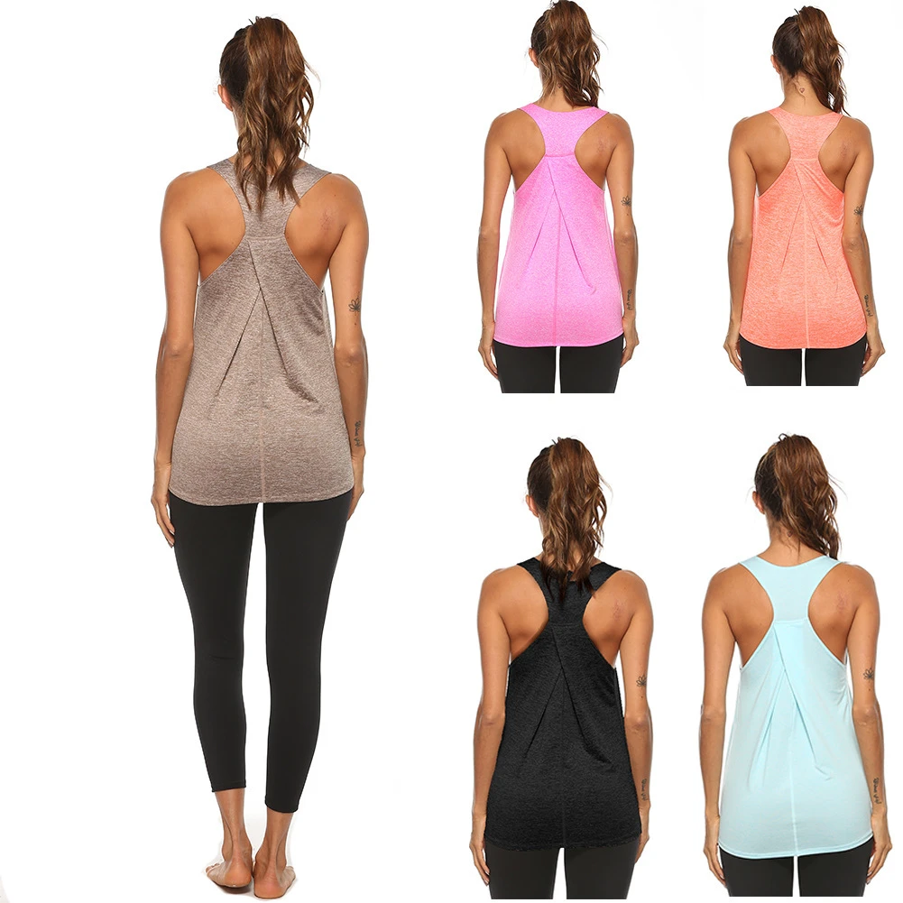 Wholesale Gym Wear Breathable Sleeveless Seamless Gym Workout Yoga Tank Tops for Women Running Vests Loose Fit Sportswear