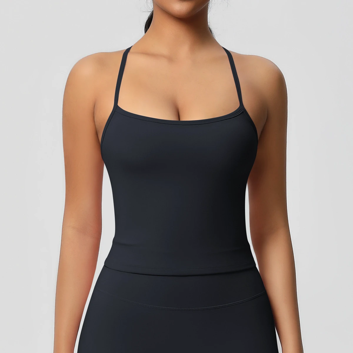 Wholesale Sexy Solid Color Quick Dry Nude Feeling Slim Fit Workout Gym Running Daily Wear Women Yoga Singlet Top