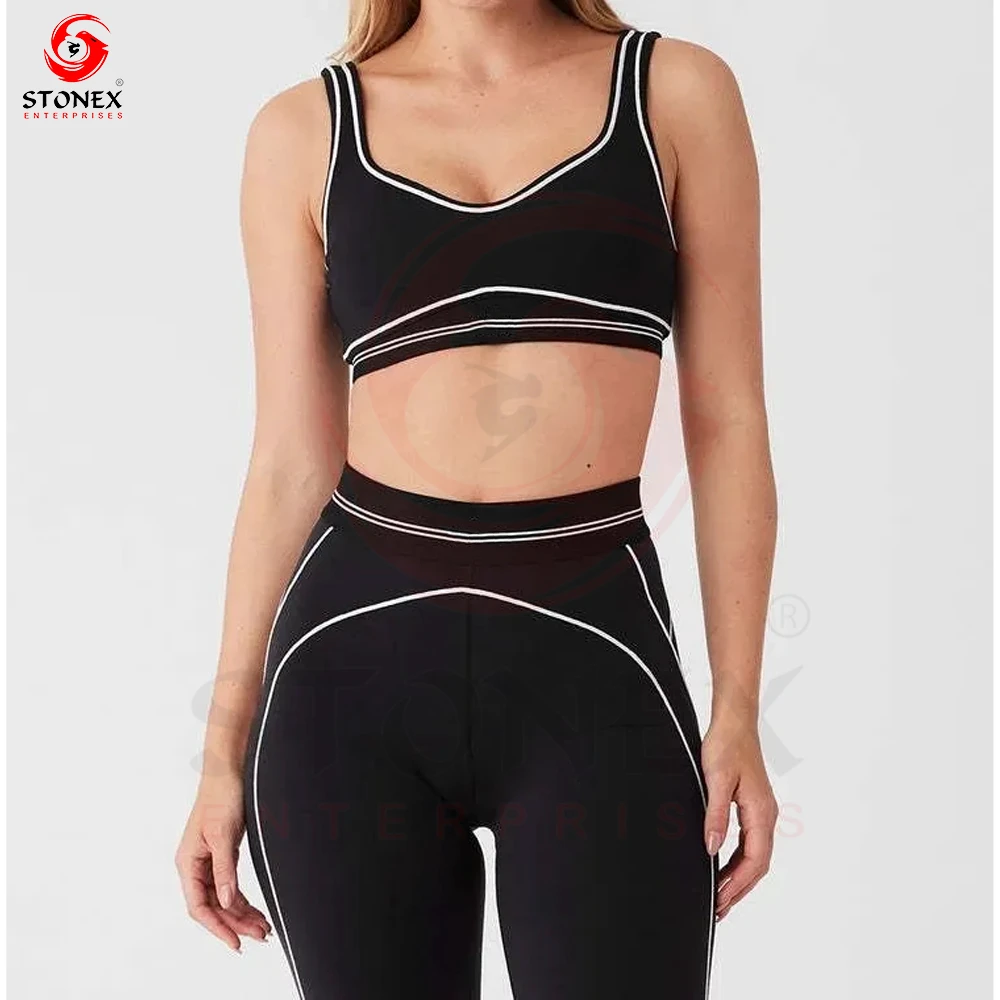 2026 High Quality Plus Size Women's Solid Active Stretch Breathable Quick Dry Yoga Workout Sets Elastic Waist 2-Piece Activewear